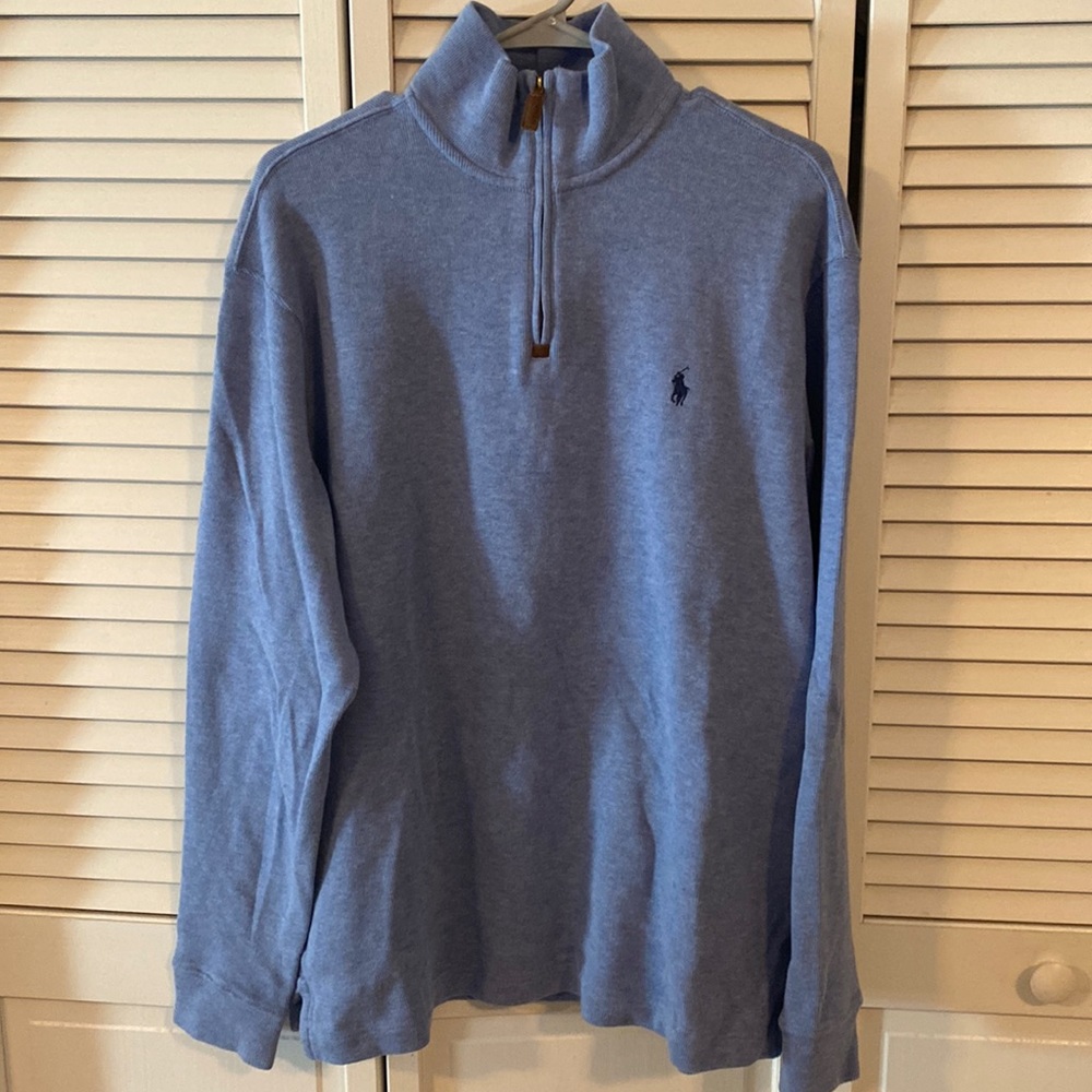 Mens - light blue quarter-zip sweater pullover